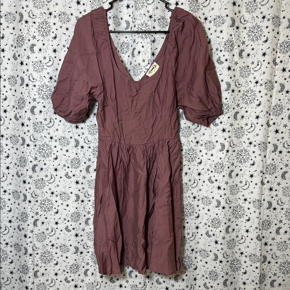 Pink Pleated Puff Sleeve Midi Sundress